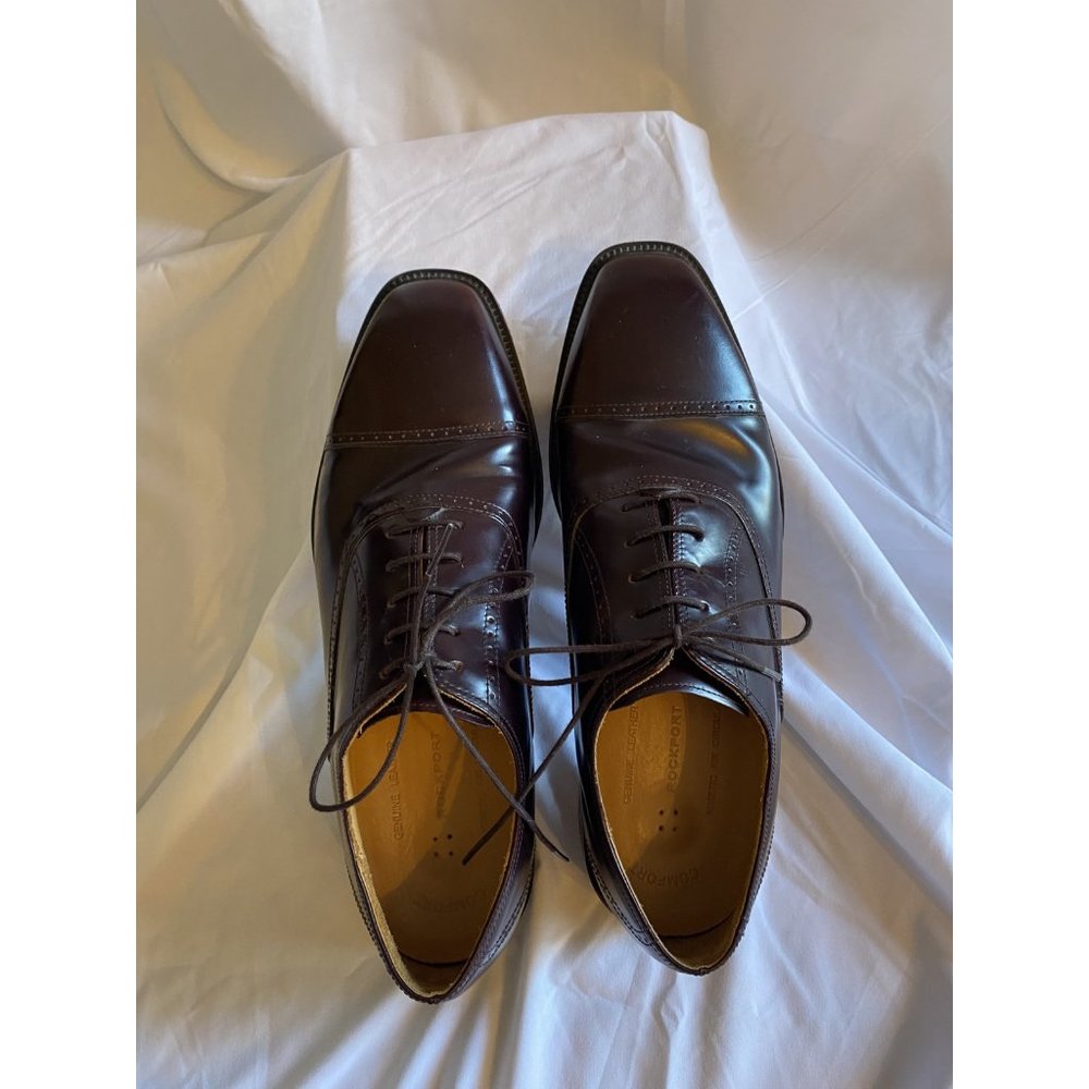 Rockport APM1141E Burgundy Leather Oxford Cap Toe Dress Shoes Men Size 11.5W